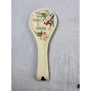 10 Strawberry Street Spoon Rest "Happiness Is Homemade" Ceramic Gold